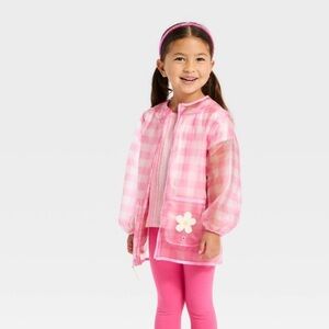 NWT Cat&Jack Toddler Girls Gingham& Daisy Clear Rain Jacket